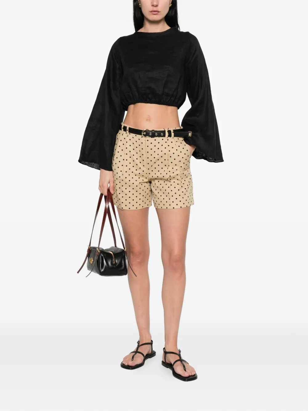  Max Mara Polka-dot Belted Shorts - Neutrals 