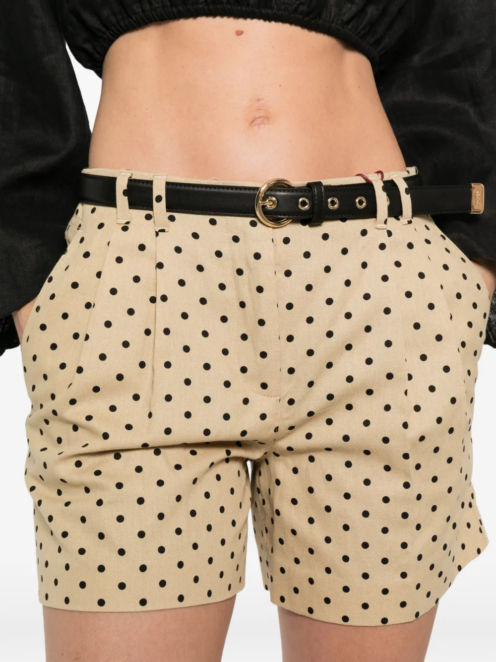 Max Mara Shorts met stippen en ceintuur Beige