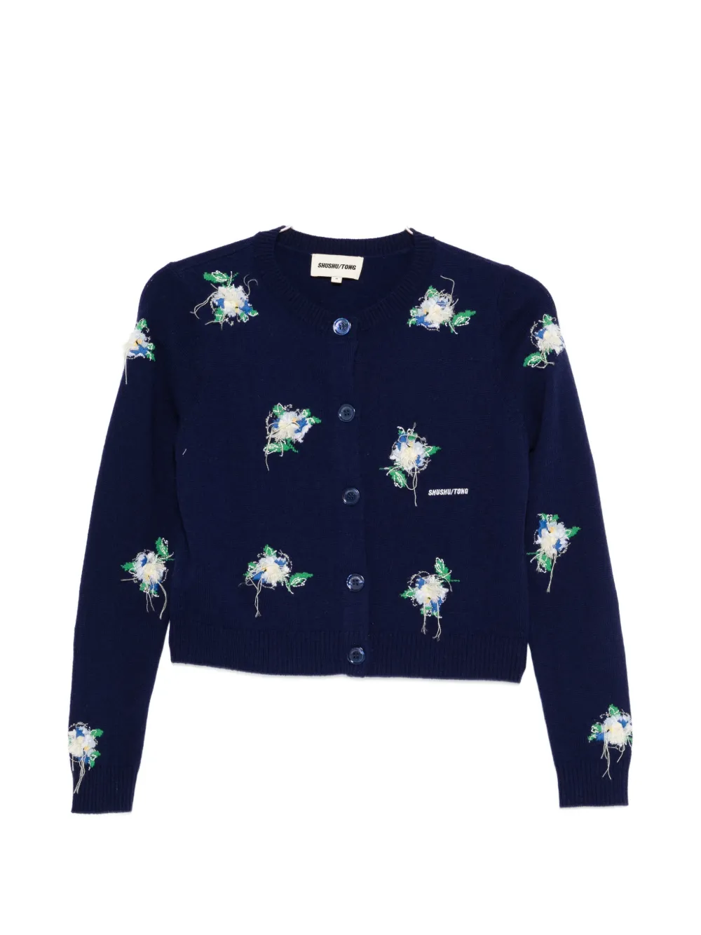 SHUSHU/TONG floral embroidery cardigan - Blue