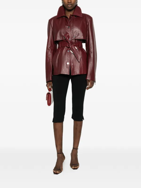 Sportmax x Sportmax Belted Leather Jacket | Red | FARFETCH AO