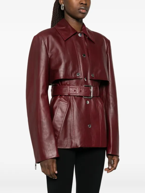 Sportmax x Sportmax Belted Leather Jacket | Red | FARFETCH AO