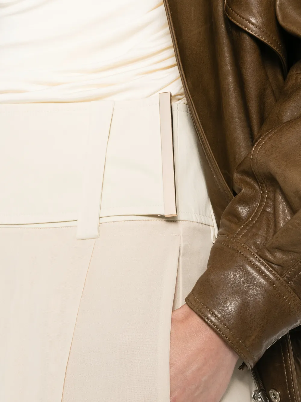 Sportmax High waist plooibroek Beige