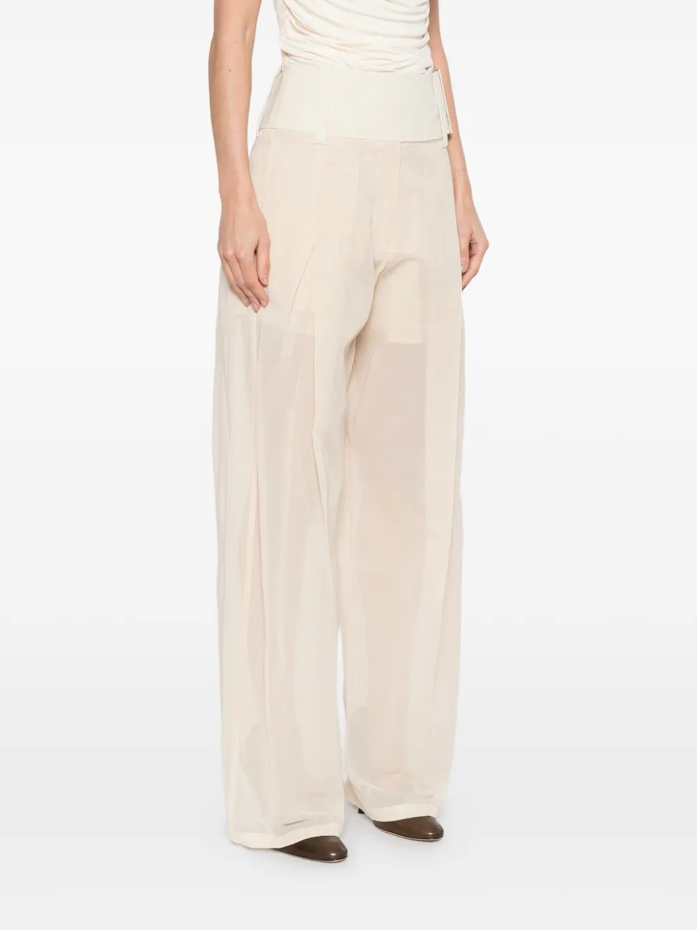 Sportmax High waist plooibroek Beige