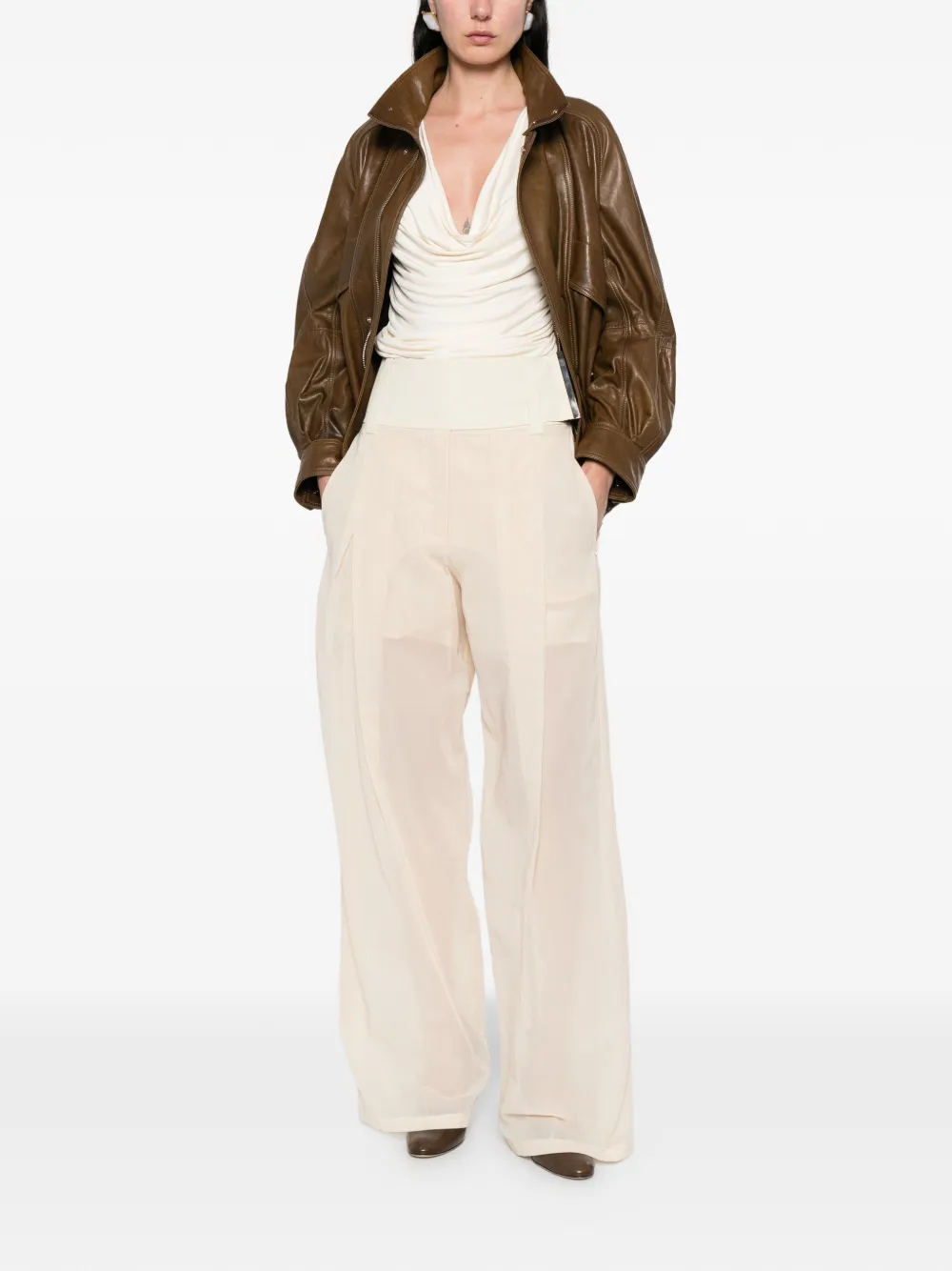 Sportmax High waist plooibroek Beige