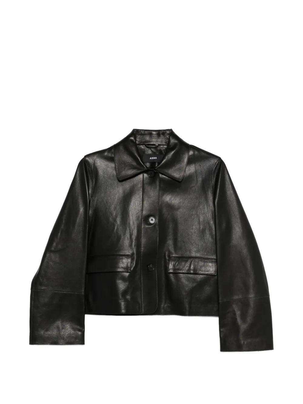 Arma button-pocket leather jacket - Nero
