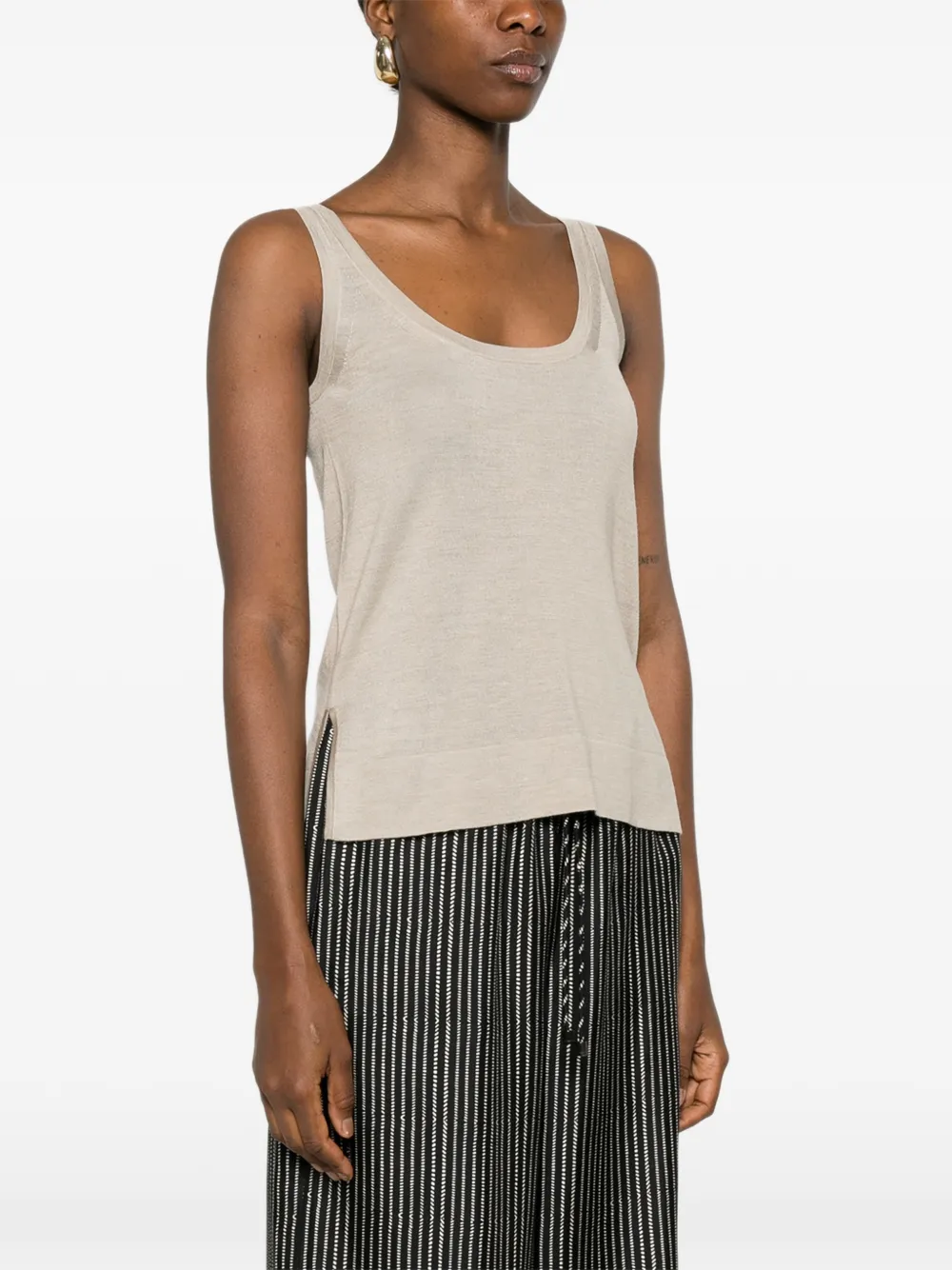 Max Mara Tanktop met diepe ronde hals Beige