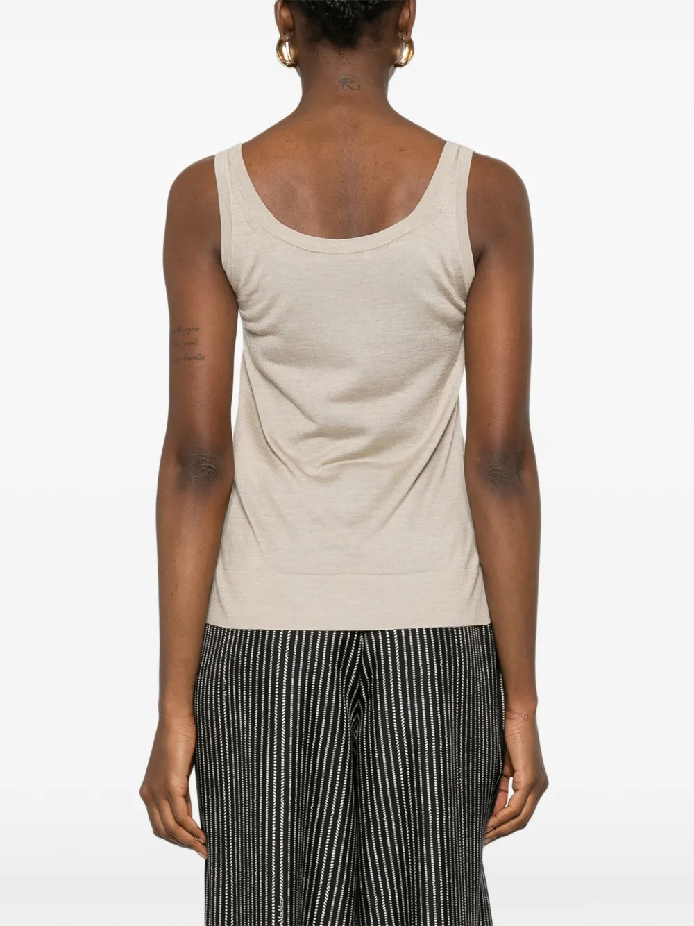 Max Mara Tanktop met diepe ronde hals Beige