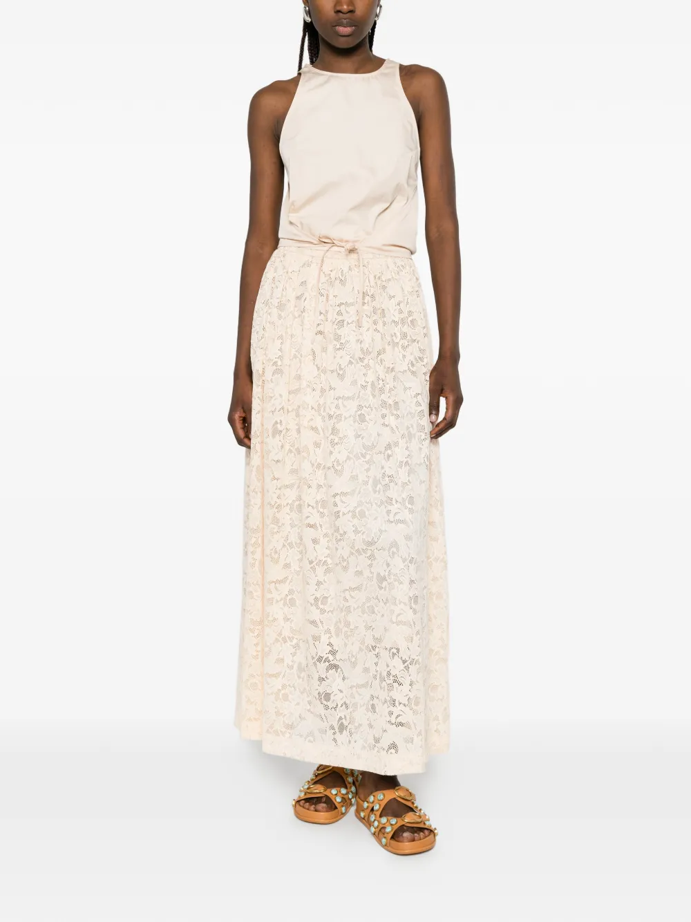 ZIMMERMANN Maxi-rok met bloemenkant Beige