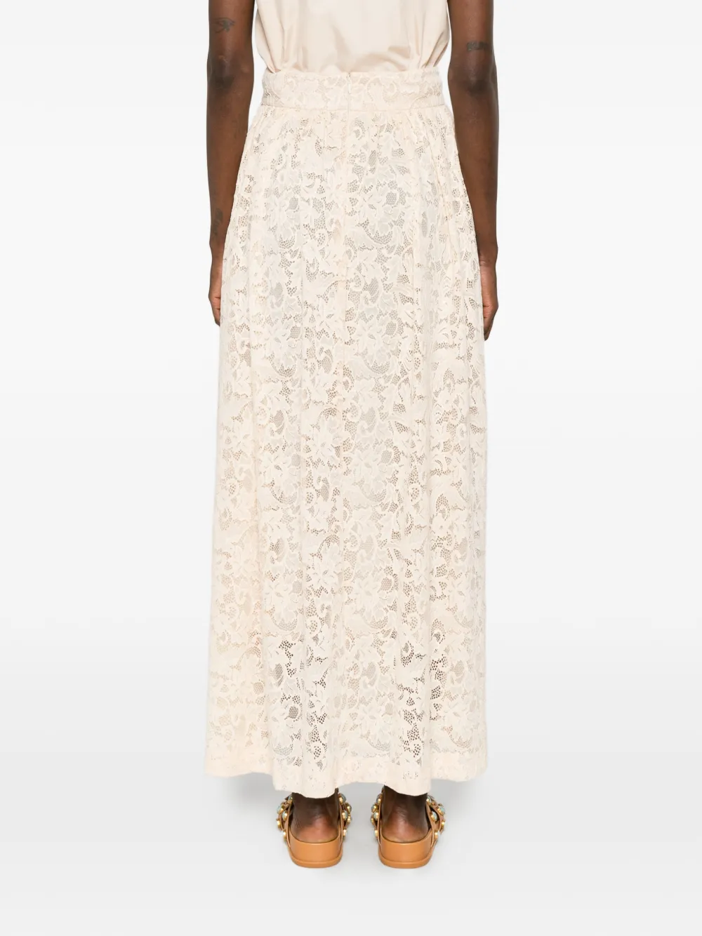 ZIMMERMANN Maxi-rok met bloemenkant Beige