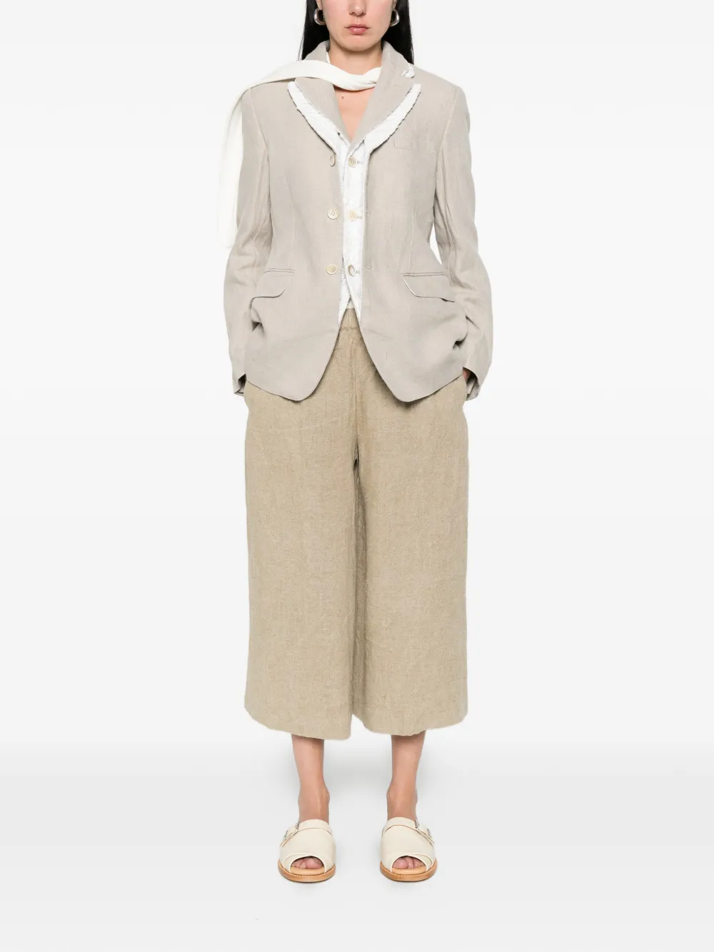  Comme Des Garçons Fringed Blazer - Neutrals 
