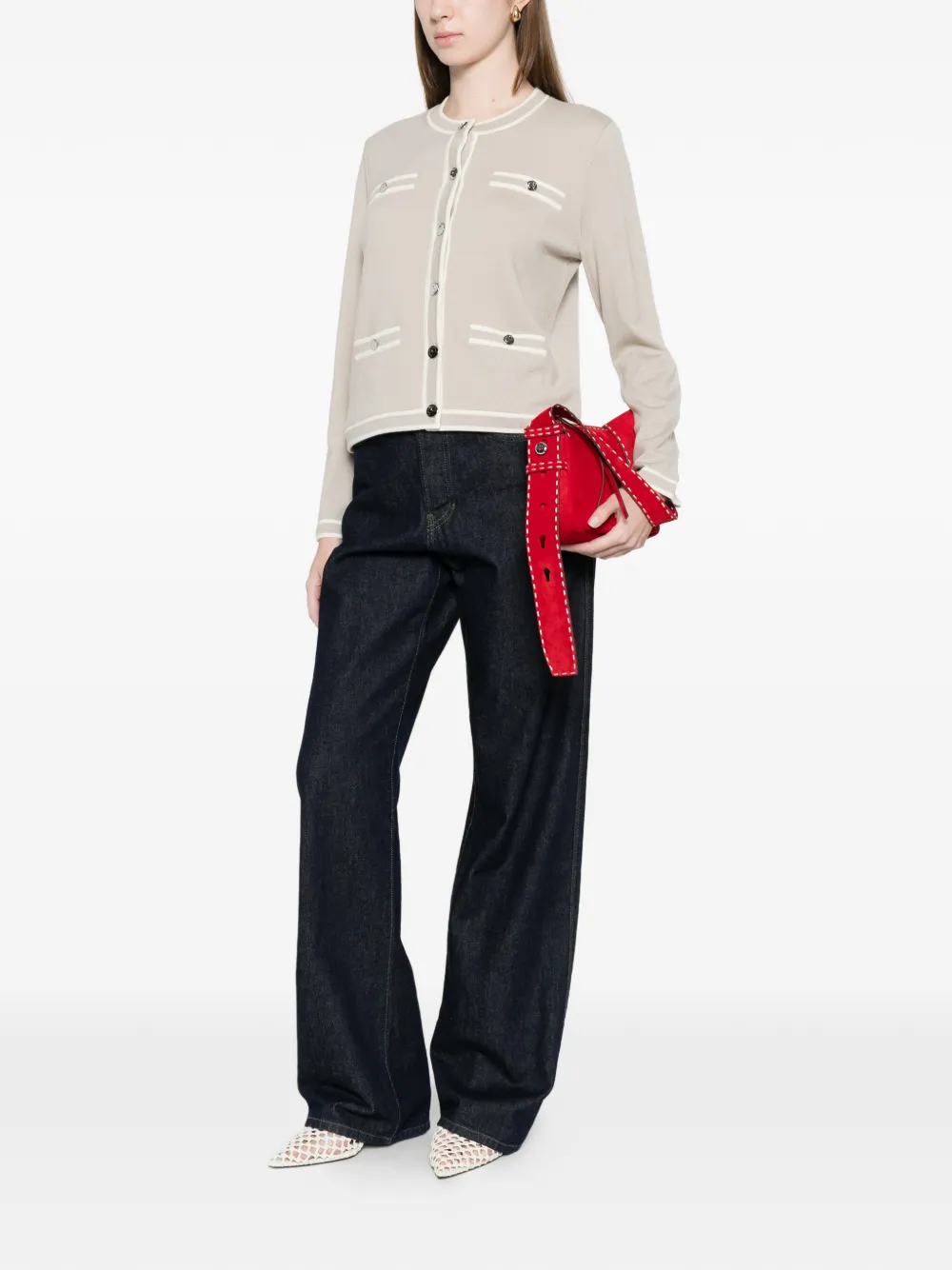  Tory Burch Buttoned Cardigan - Grey 