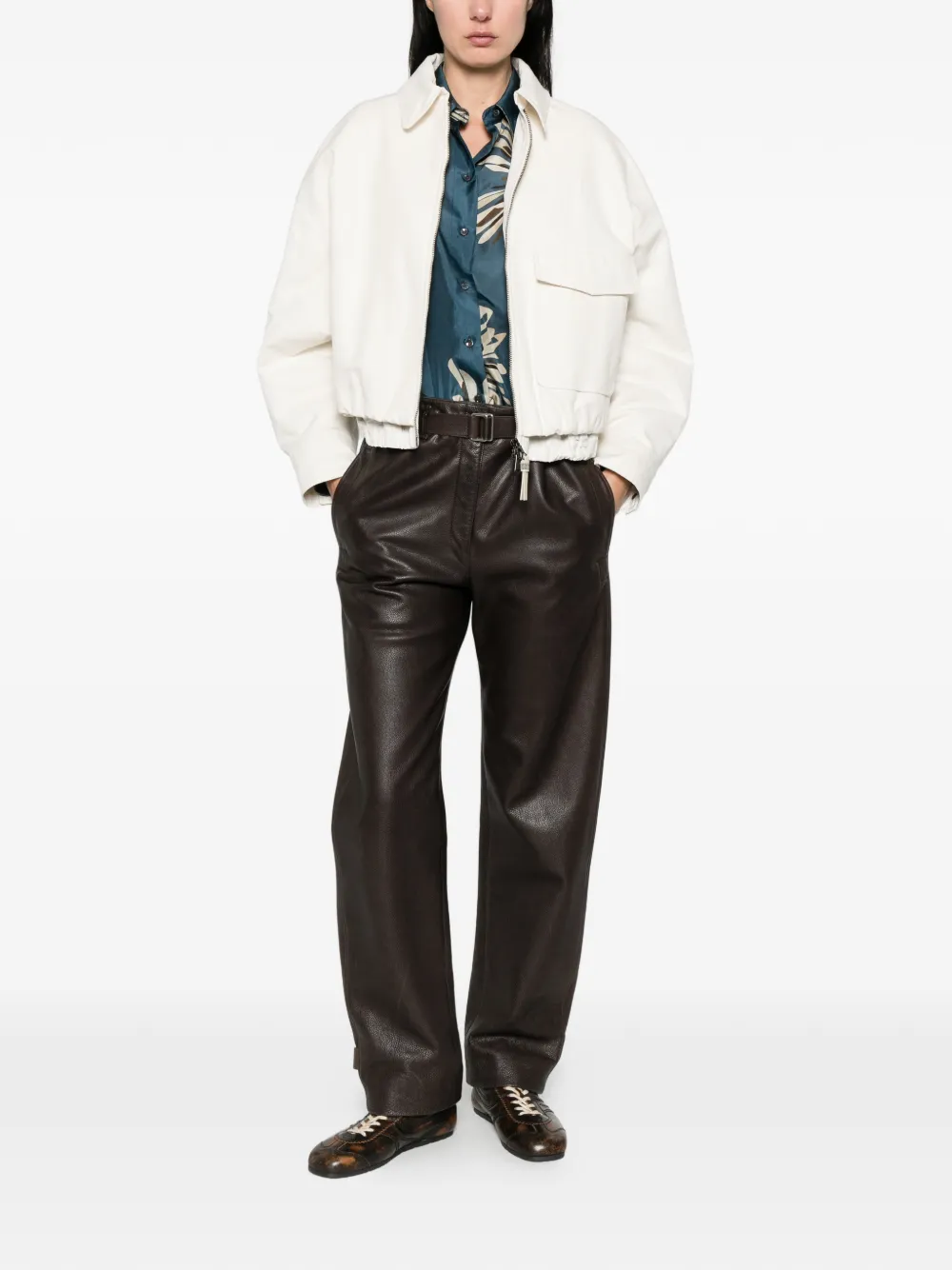  Brunello Cucinelli Zipped Pocketed Bomber Jacket - Neutrals 