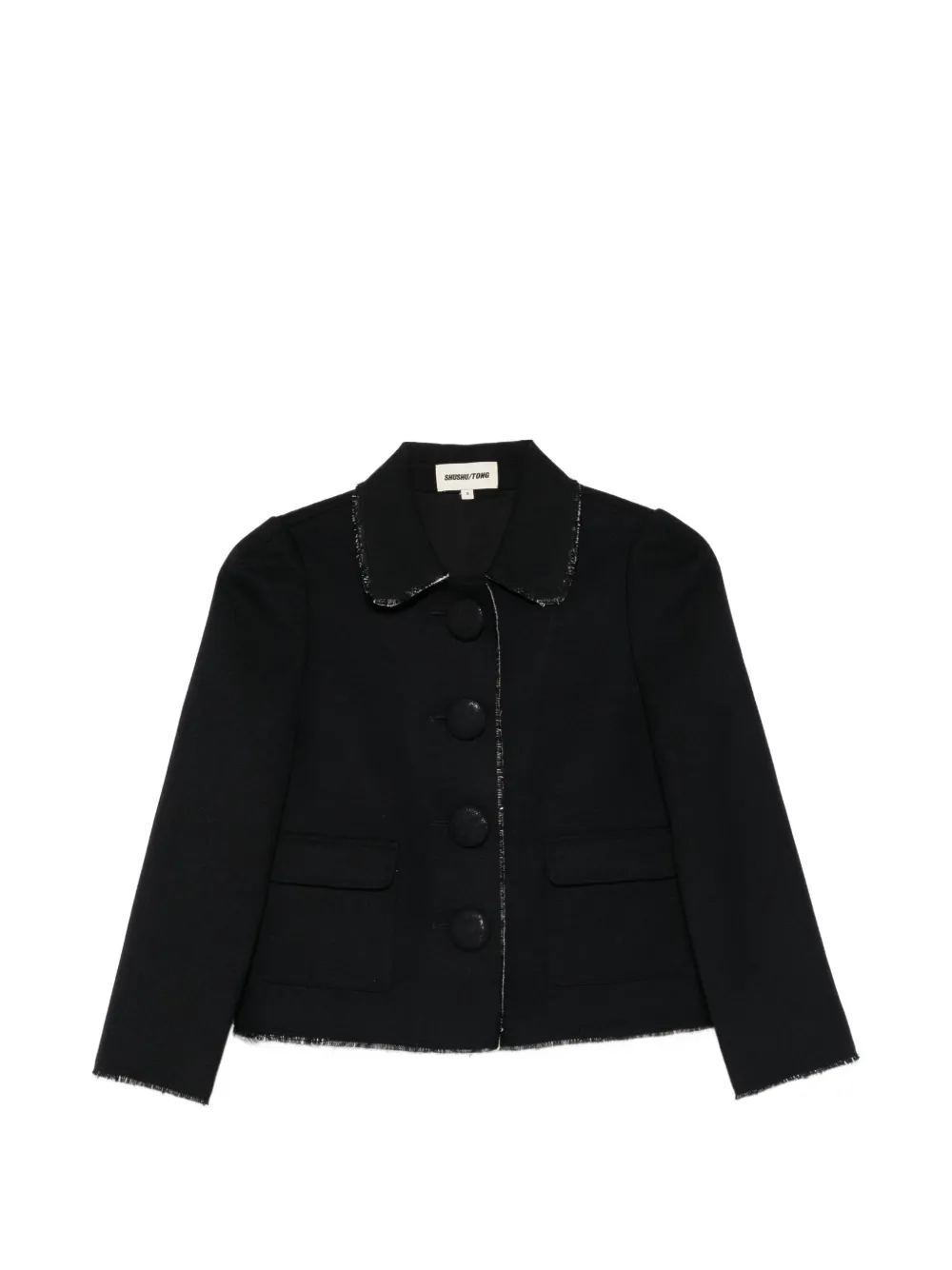 SHUSHU/TONG frayed collared jacket - Nero