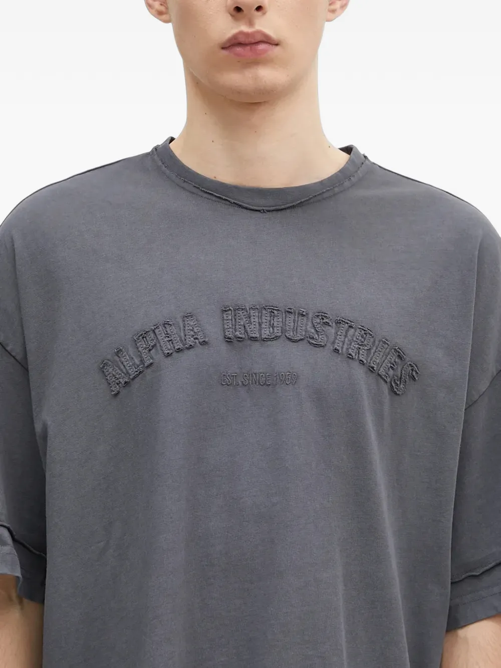 Alpha Industries Gerafeld T-shirt met geborduurd logo Grijs