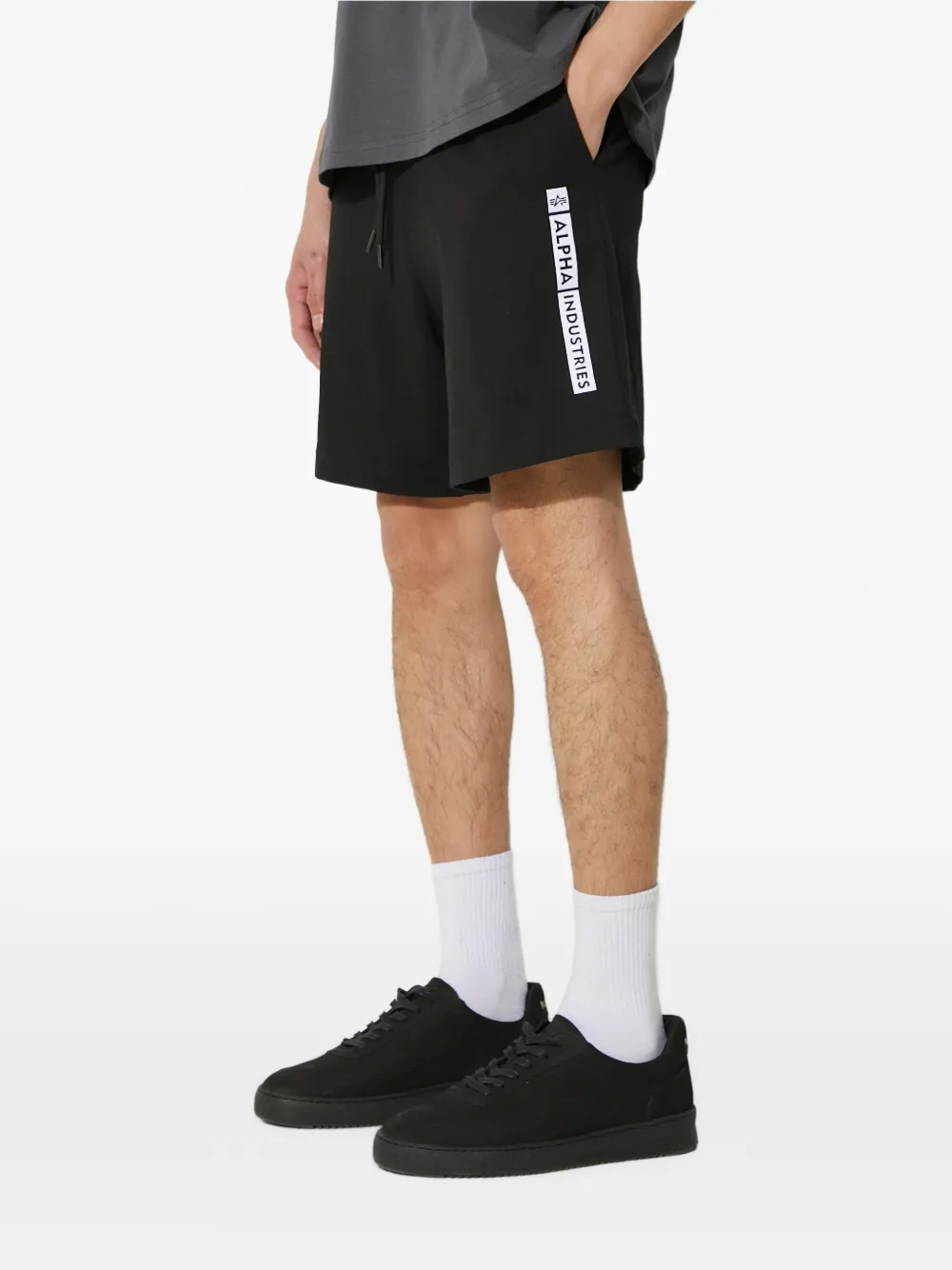 Alpha Industries Alpha shorts met trekkoord en Puff-print Zwart