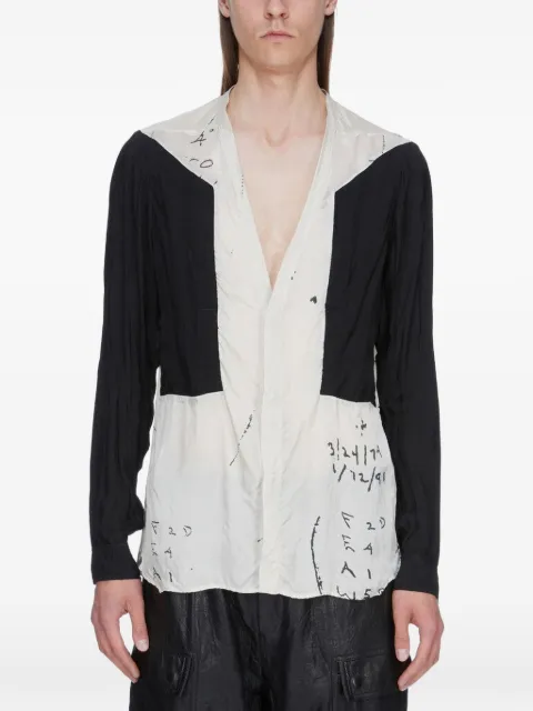 Rick Owens Temple Larry Fogpocket shirt in printed cupro twill and cupro japonette