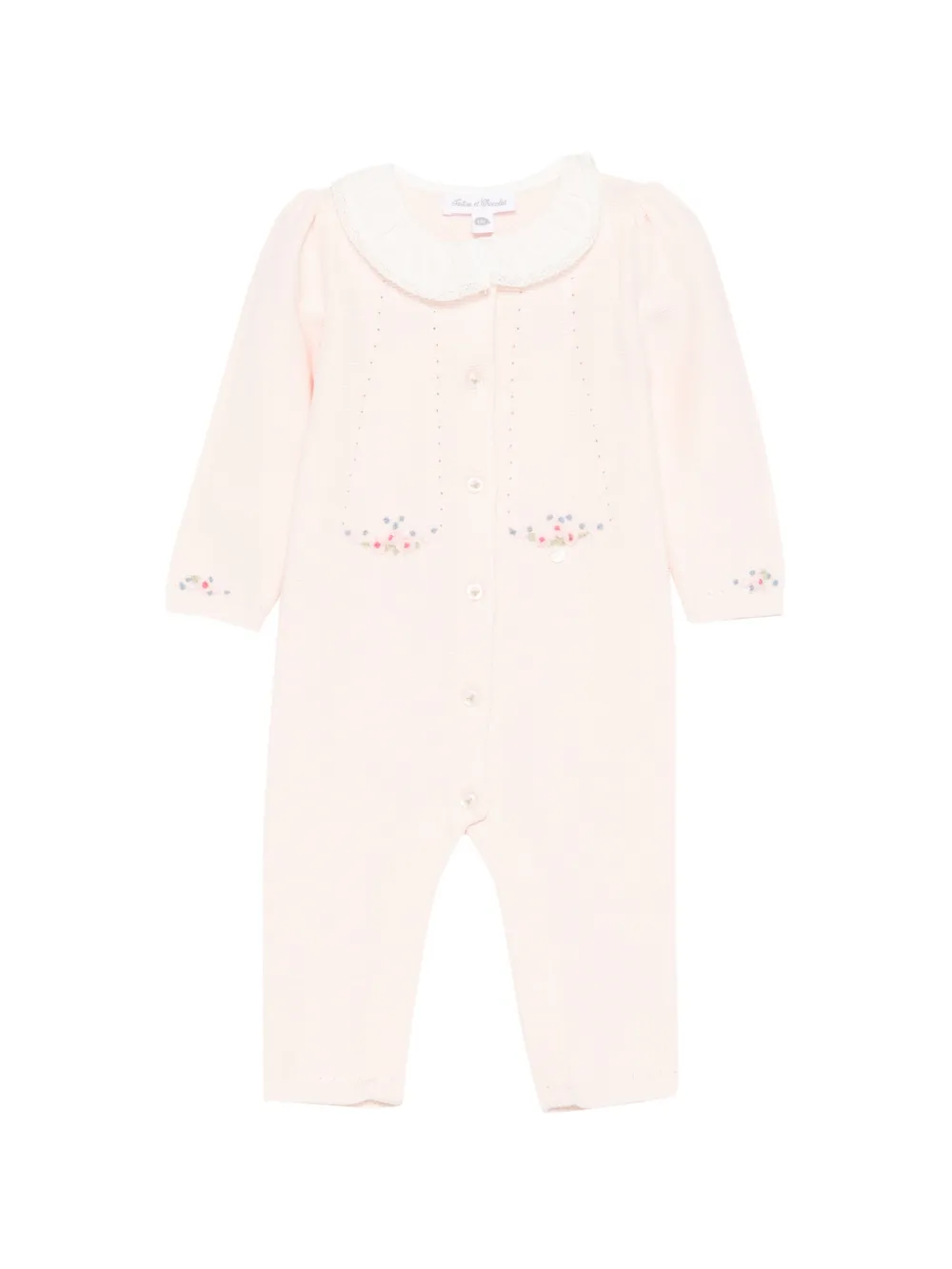 Tartine Et Chocolat floral lace-collar babygrow - Rosa