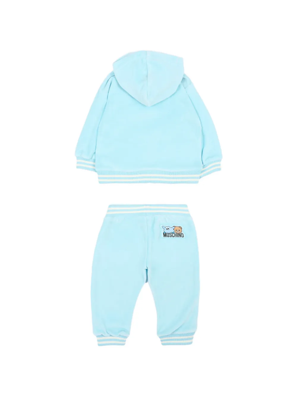 Moschino Kids Gestreepte babykleding met capuchon Blauw