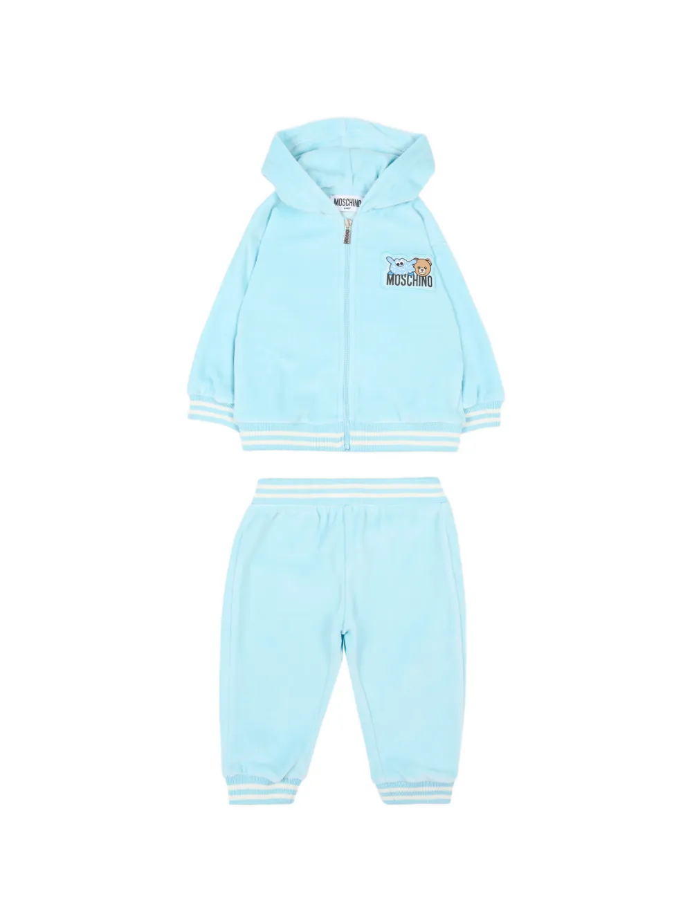 Moschino Kids hooded striped babywear - Blu