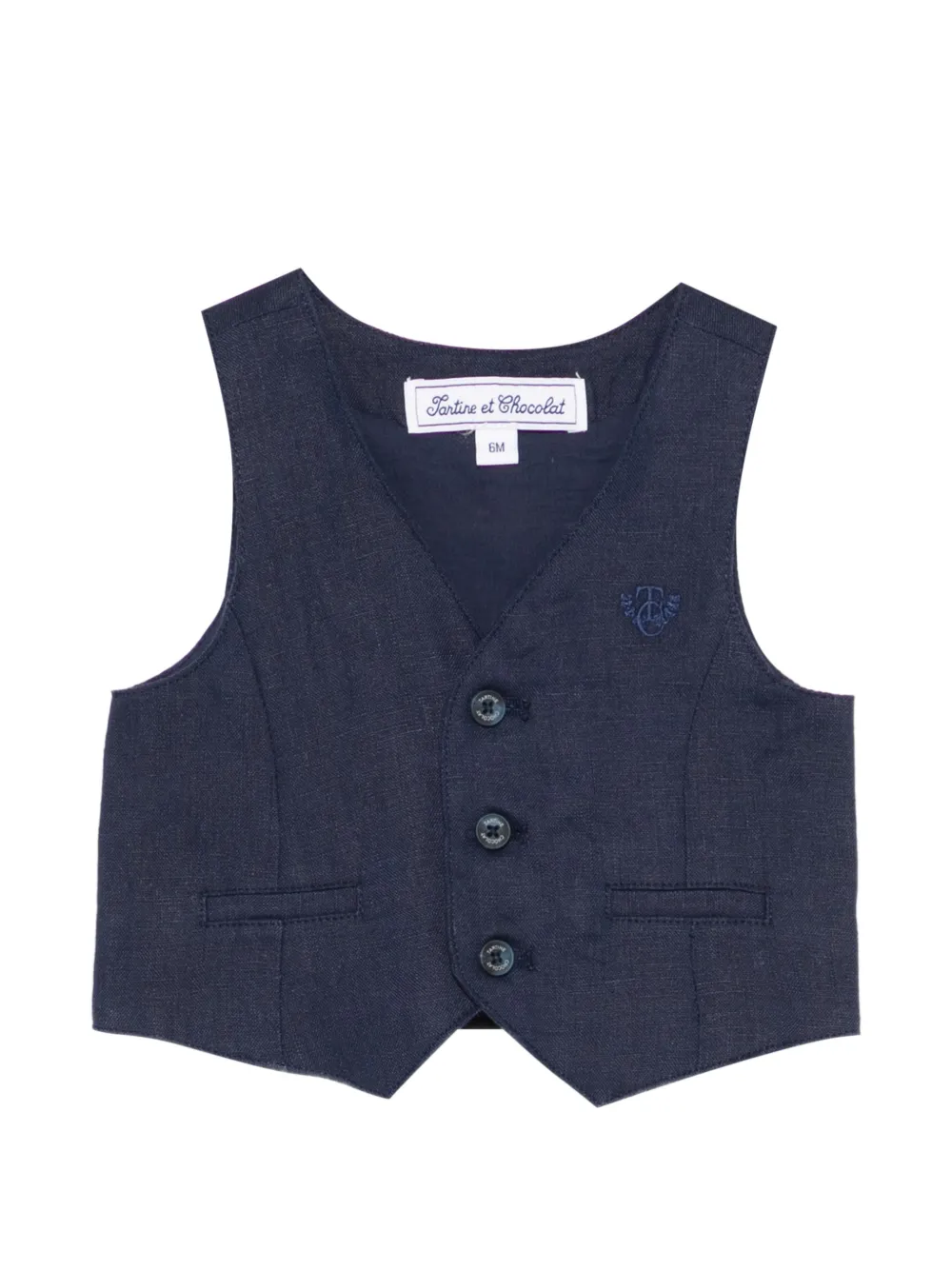Tartine Et Chocolat buttoned logo-embroidered waistcoat - Blau