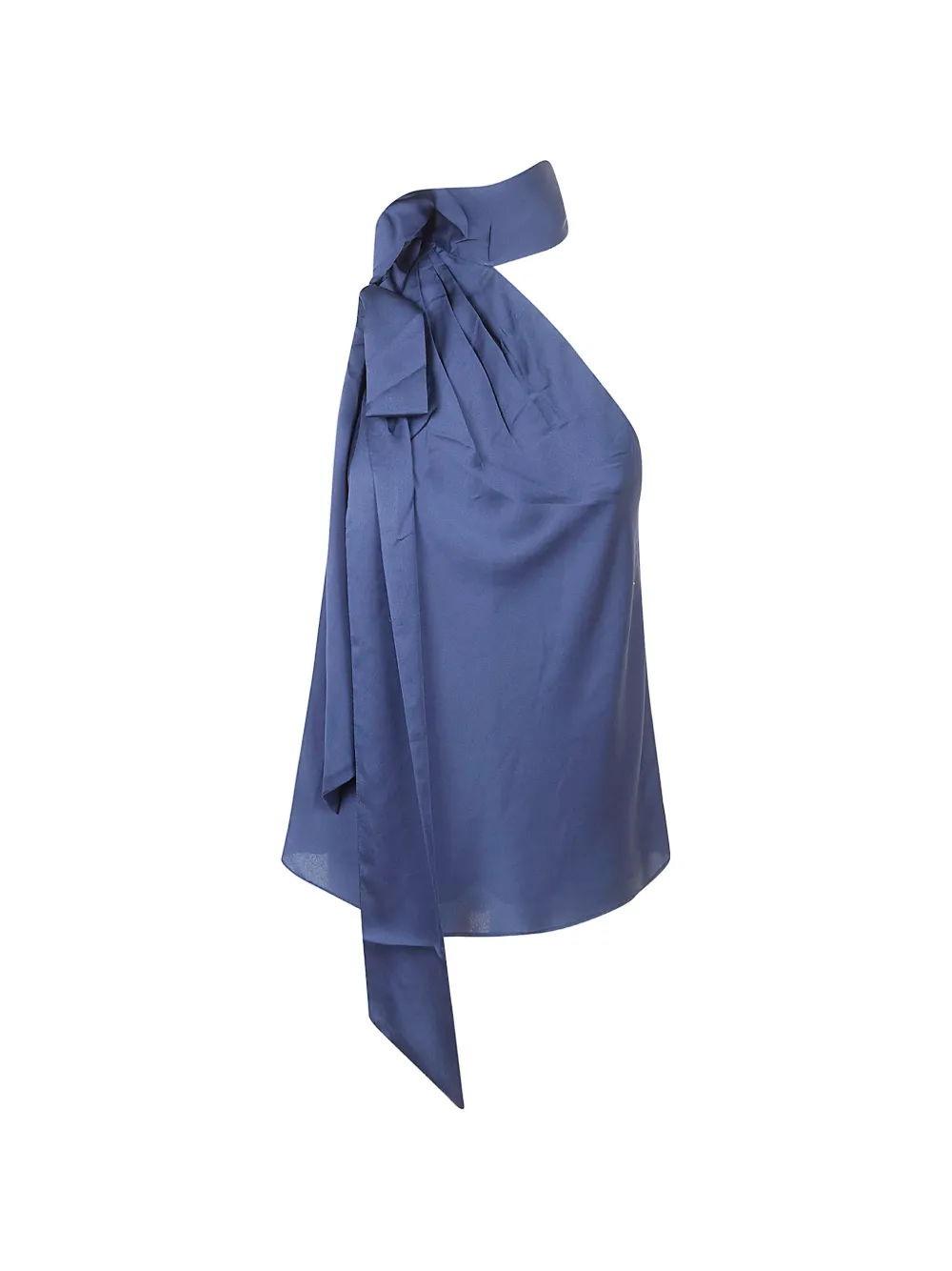 Lauren Ralph Lauren Charmeuse tie neck blouse - Blu