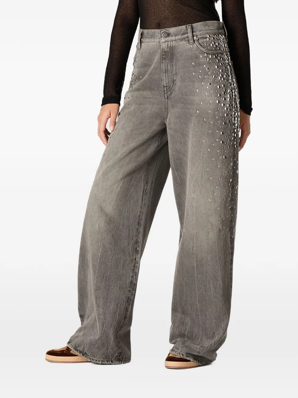 Golden Goose Boyfriend jeans met zilveren studs Grijs