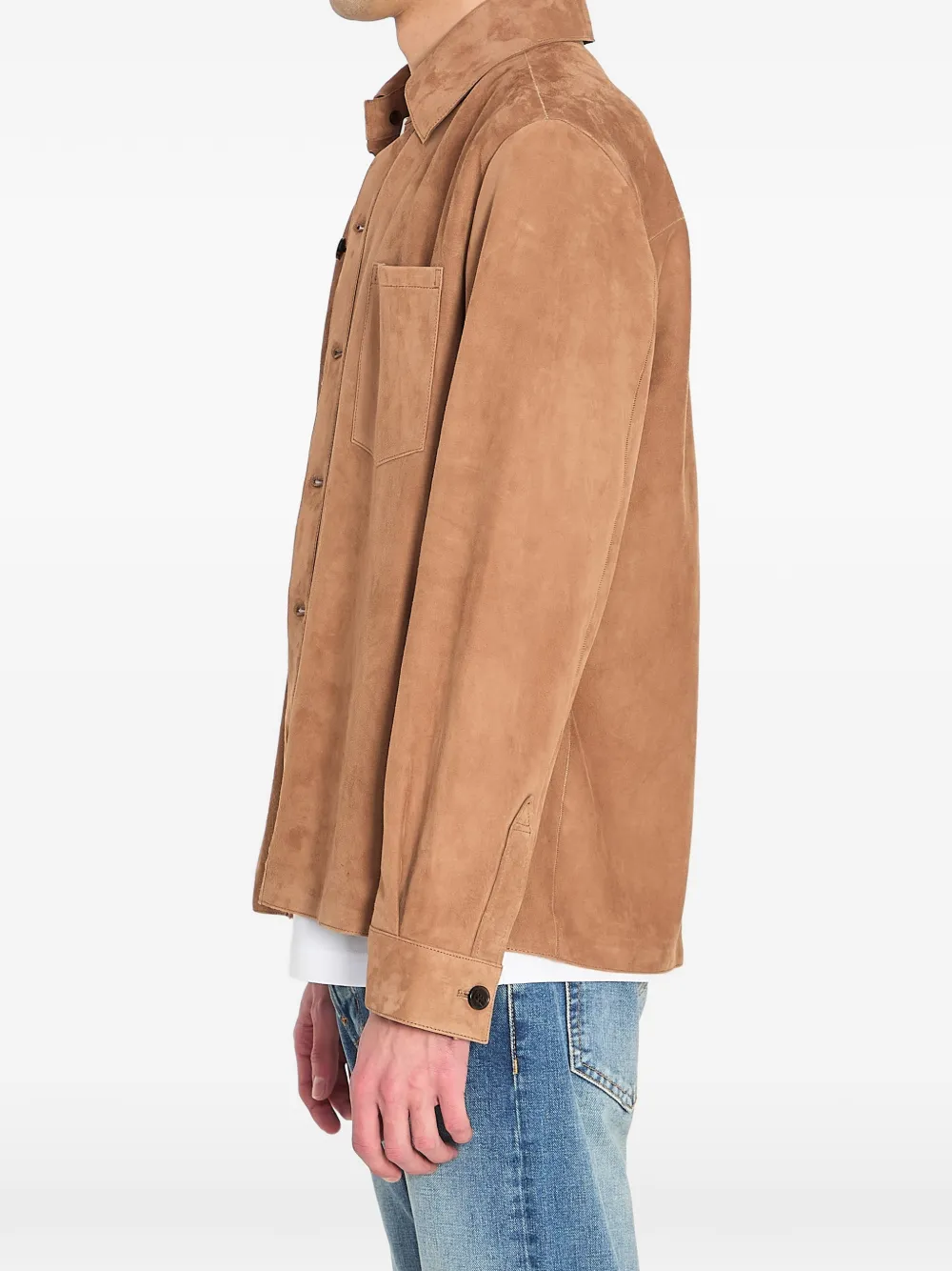 Button Suede Overshirt