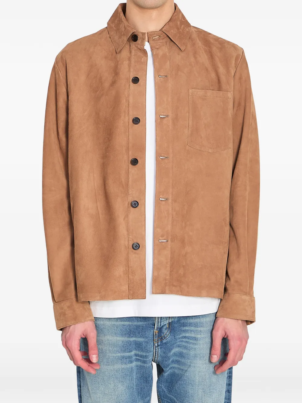 Arma button suede overshirt | Brown | Image 1
