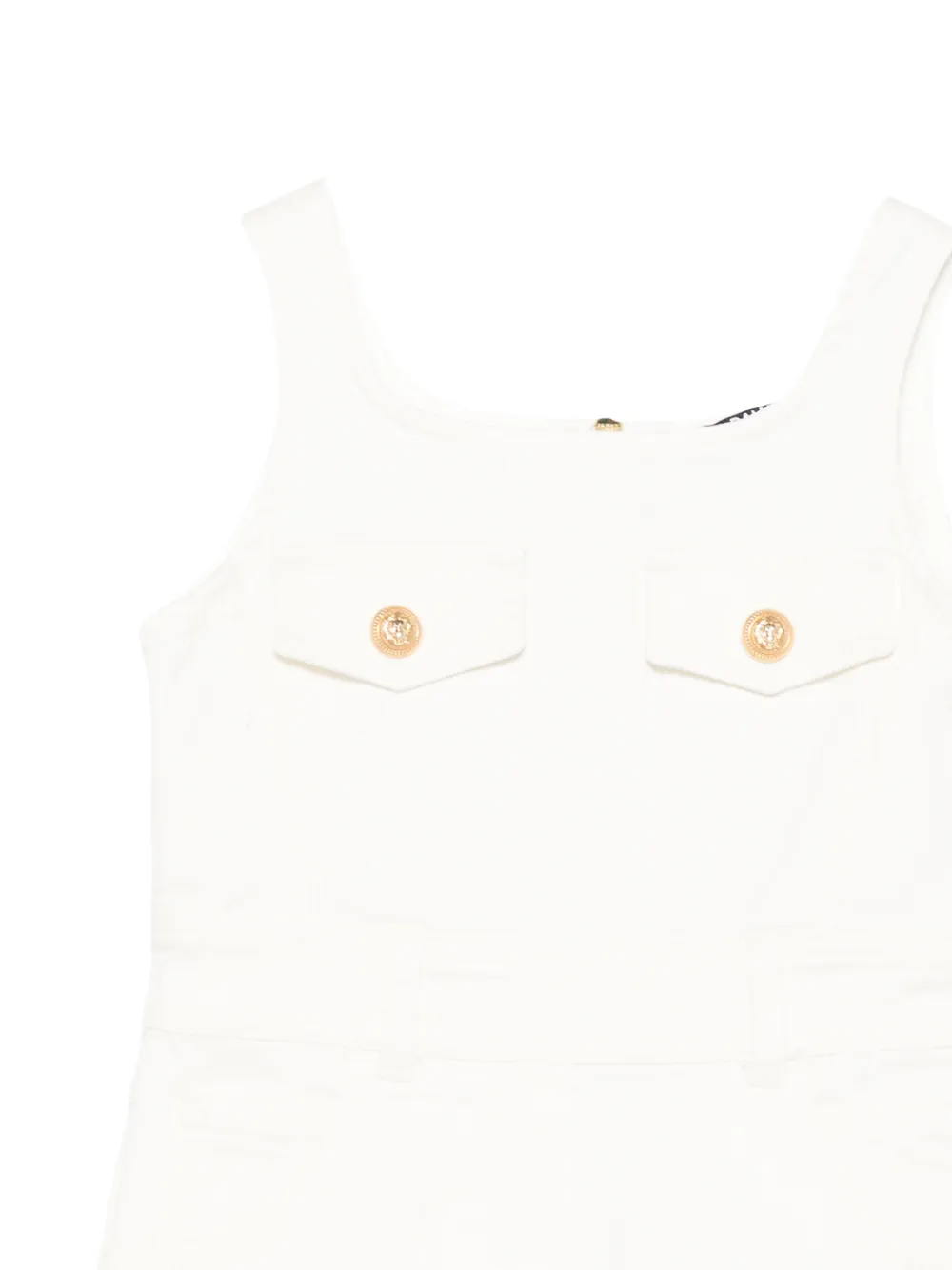 Balmain Kids Mouwloze jurk met knopen Wit