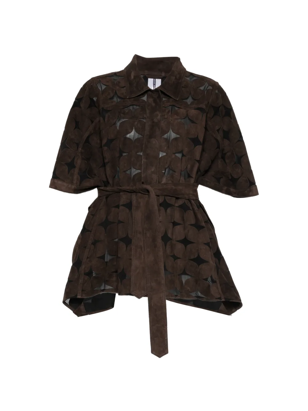 Sword belted suede jacket - Marrone