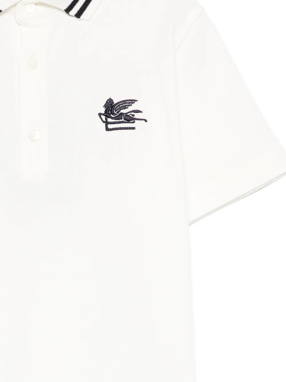 ETRO KIDS Poloshirt met gestreepte afwerking en geborduurd logo Wit