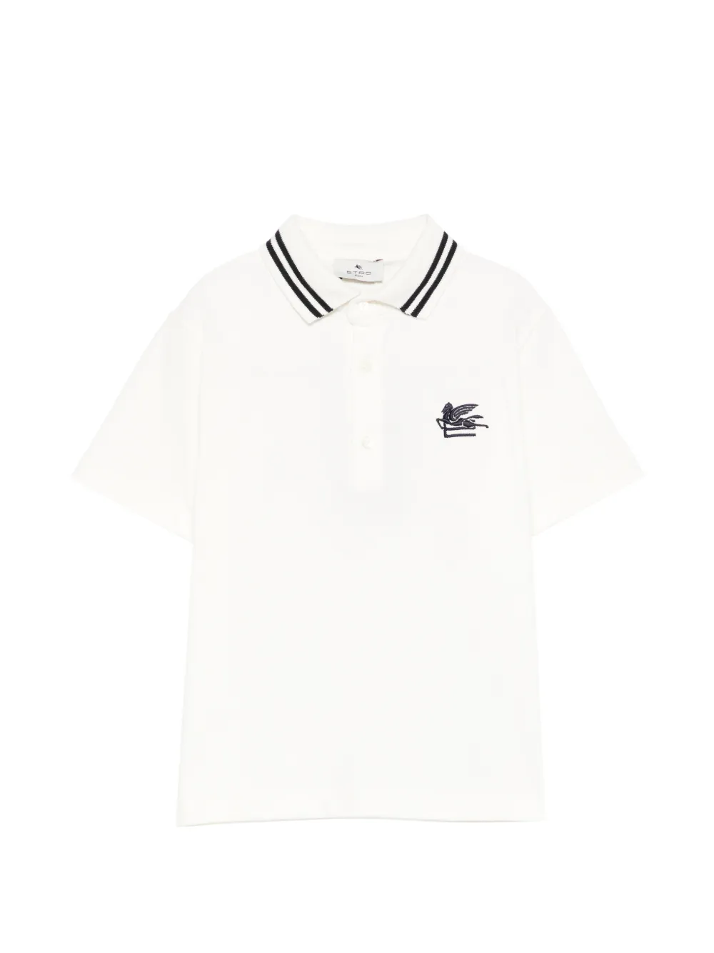 ETRO KIDS striped-trim logo-embroidered polo shirt - Bianco