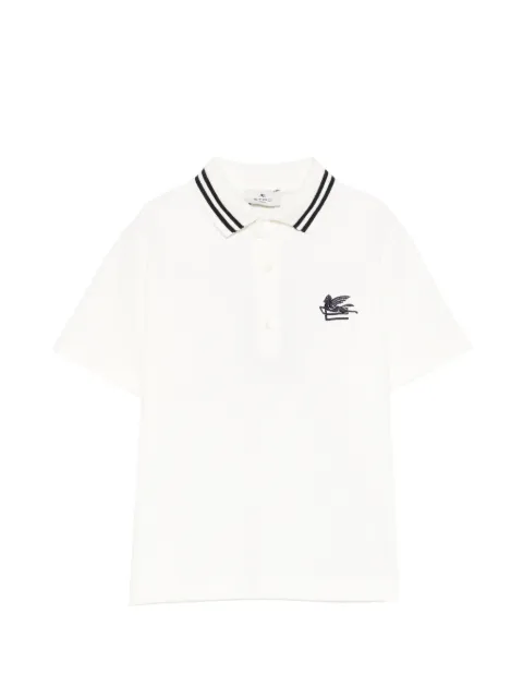 ETRO KIDS striped-trim logo-embroidered polo shirt