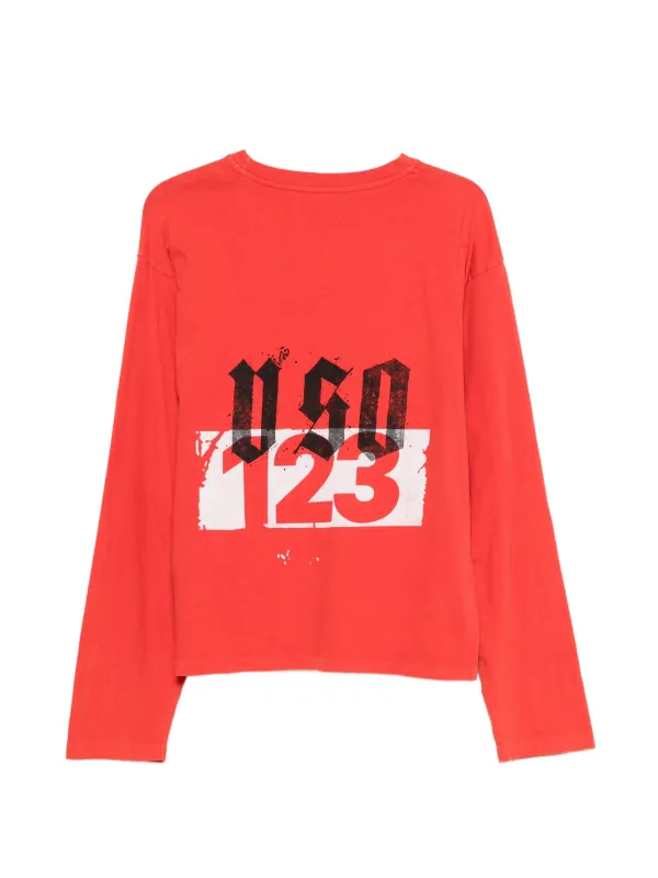 RRR123 トリプルアール ロングTシャツ RRR123 long-sleeve Graphic T-shirt | Red | FARFETCH
