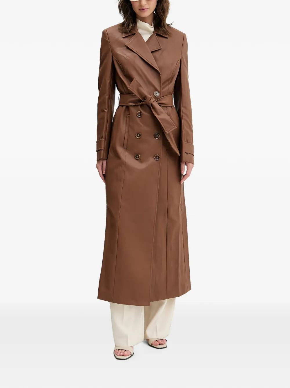 Bardot double-breasted belted coat - Braun