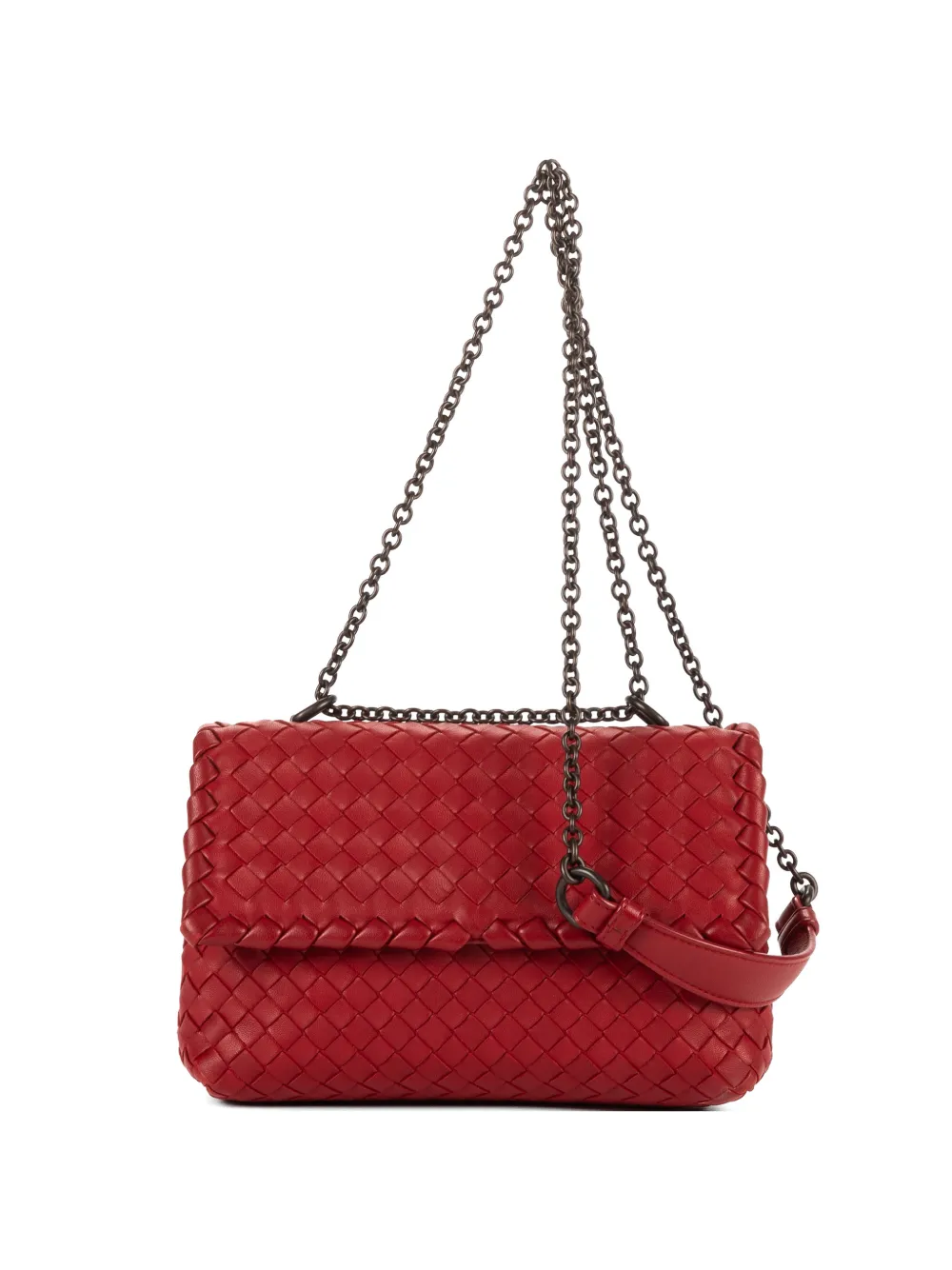 Bottega Veneta Pre-Owned Olimpia Intrecciato chain-strap leather shoulder bag - Rosso