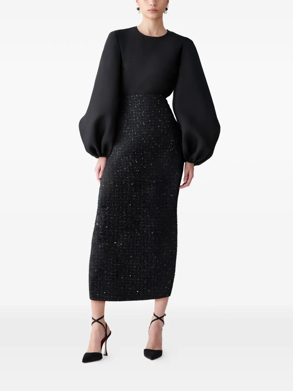 Carolina Herrera Lurex tweed midi-rok Zwart