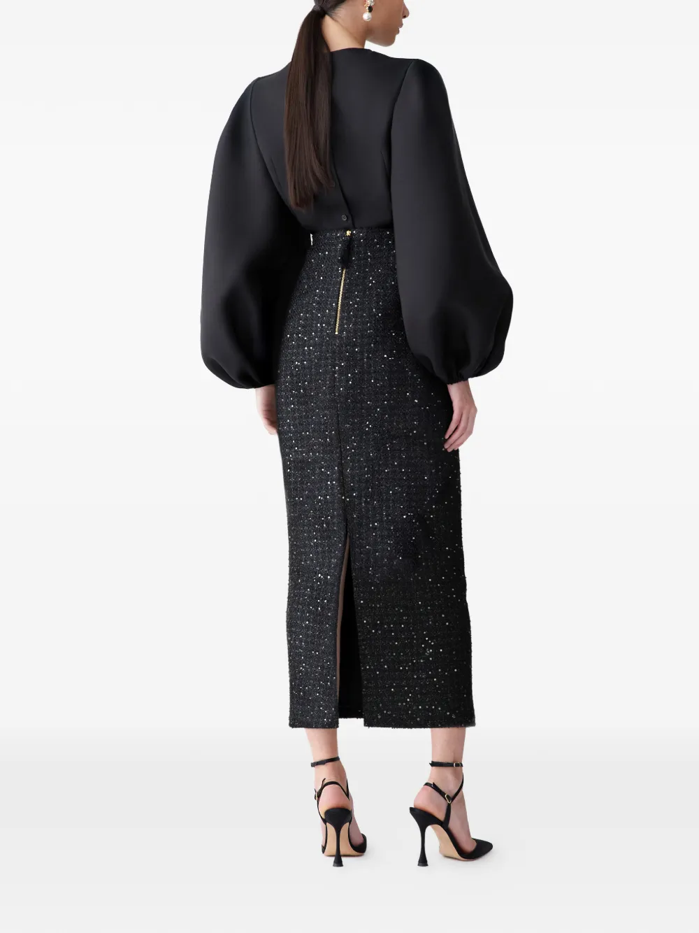 Carolina Herrera Lurex tweed midi-rok Zwart