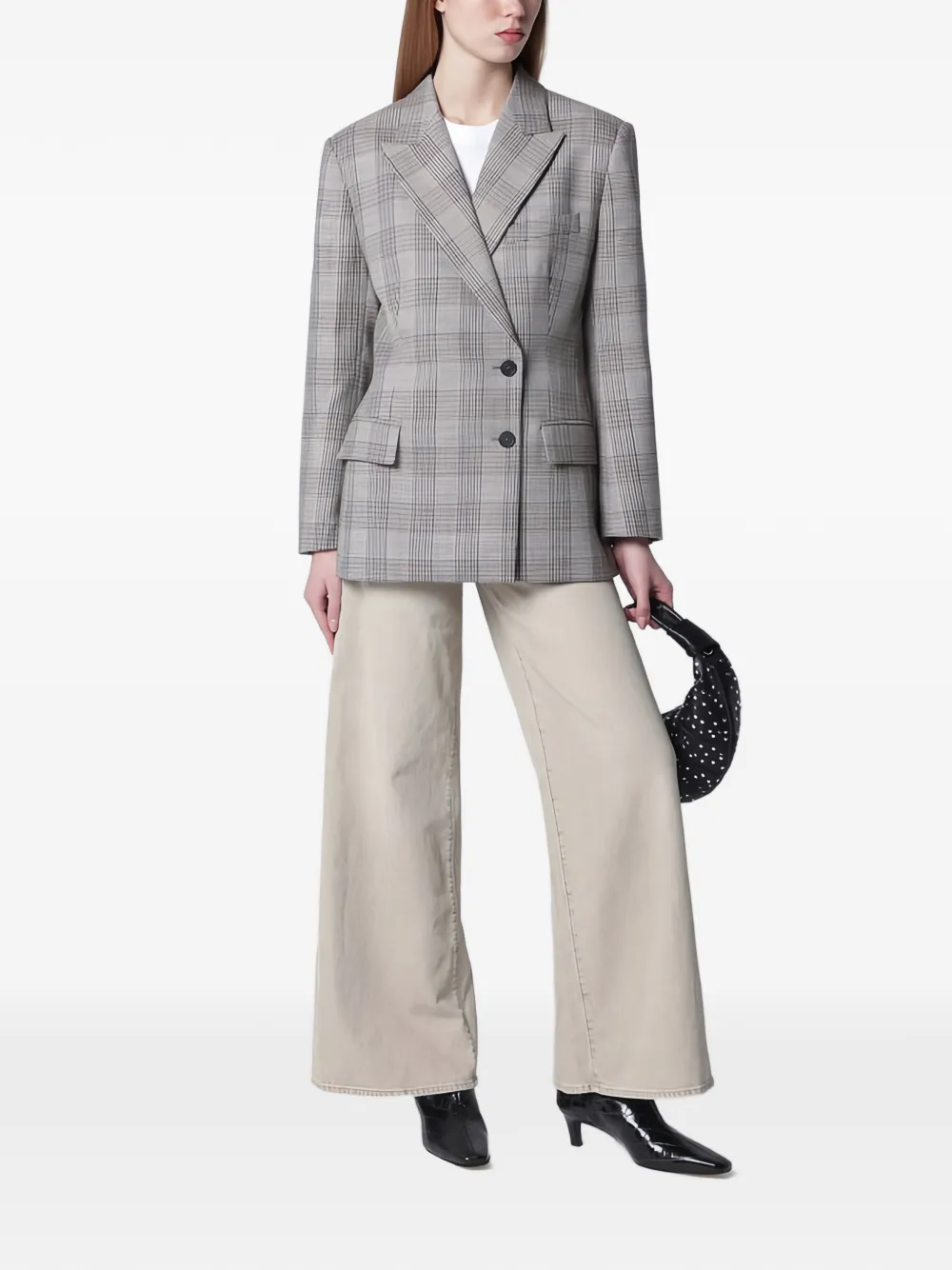 ANINE BING Aretha geruite blazer Beige