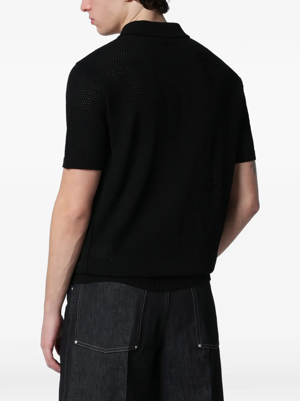 Roberto Collina Geperforeerd poloshirt Zwart