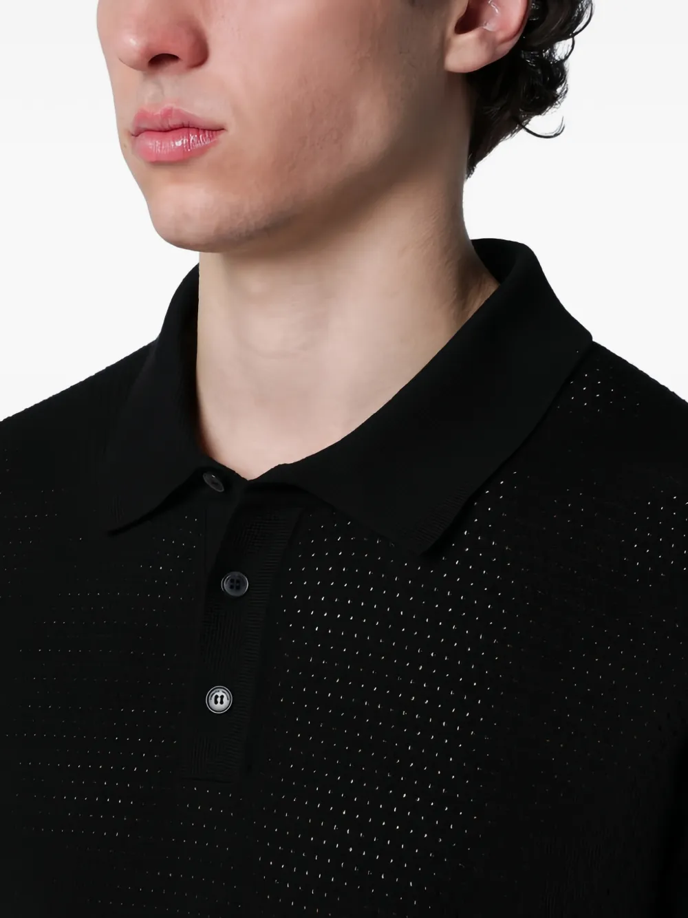 Roberto Collina Geperforeerd poloshirt Zwart