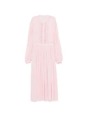 strapless open back dress Long Sleeves Pink Lace Prom Dresses, Pink Lace Long Formal Evening Bri –  jbydress main image 1
