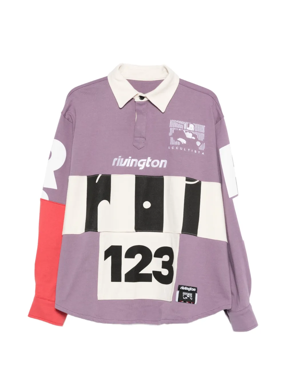 RRR123 컬러 블록 칼라 폴로 셔츠 | 퍼플 | Image 1