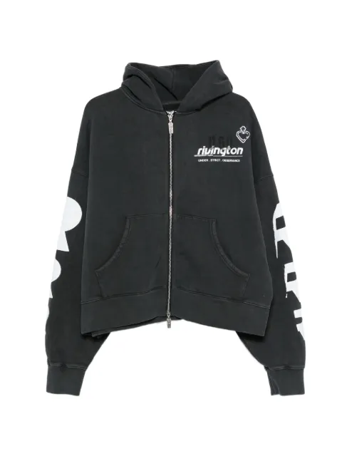 RRR123 pockets zip front hoodie