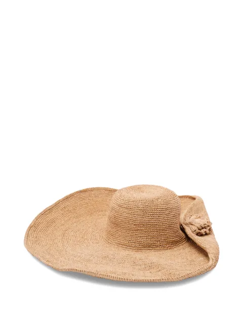 IBELIV raffia tassel hat