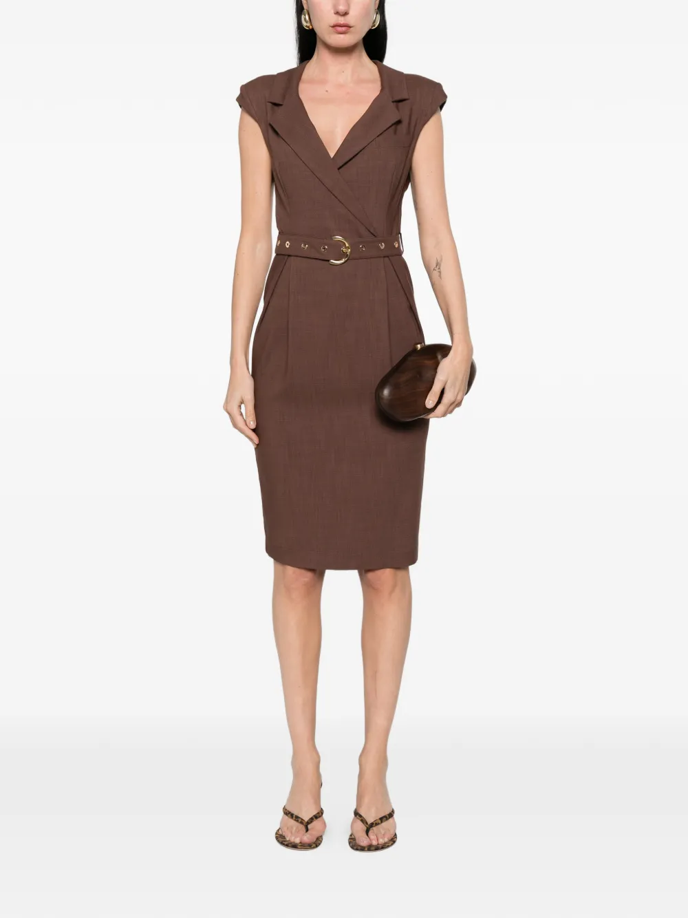 PINKO Midi-wikkeljurk met ceintuur Bruin