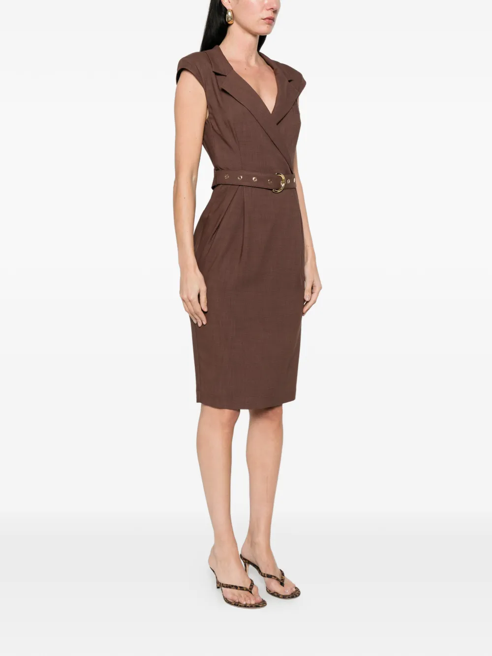PINKO Midi-wikkeljurk met ceintuur Bruin