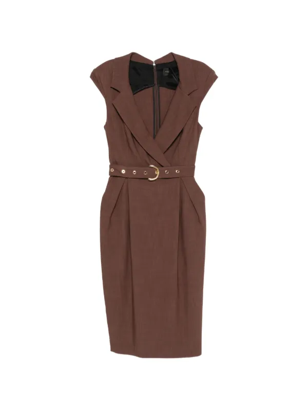 pinko brown dress Midi Wrap With Belt | Occasion:Winter Basics Size:2X-LARGE Lilora Women's Elegant Tropical Pleated skirt