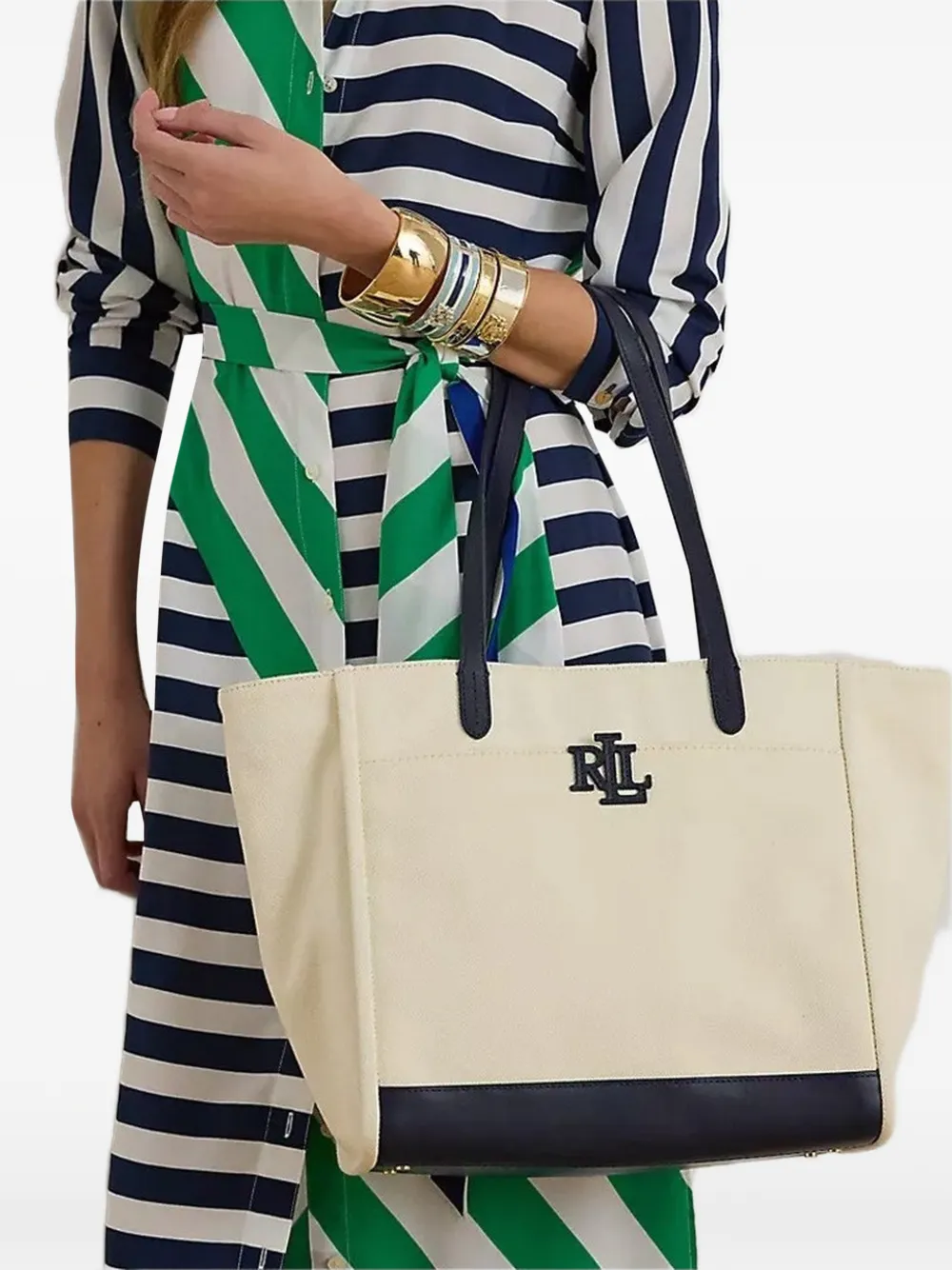 Lauren Ralph Lauren Grote Cameryn shopper met logoplakkaat Beige