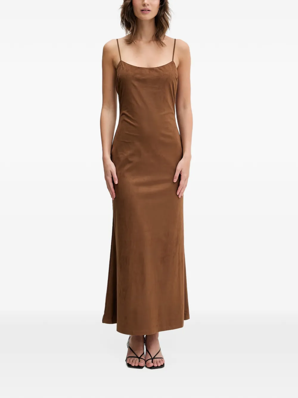 Bardot suede-effect spaghetti-strap dress - Marron Bardot suede-effect spaghetti-strap dress - Marron
